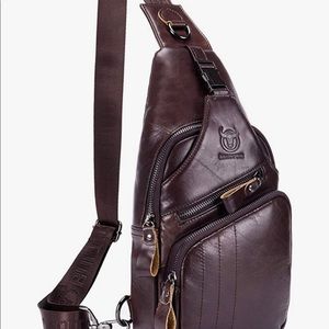 Brown Leather Sling Back Crossbody